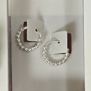I AM STERLING SILVER TEXTURED SMALL HOOP EARRINGS POST